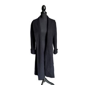 Eileen Fisher Boiled Wool Blend Lightweight Long Coat / Jacket (Black) - Medium